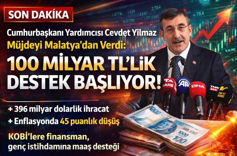 Cumhurbaşkanı Yardımcısı Cevdet Yılmaz Müjdeyi Malatya’dan Verdi: 100 Milyar TL’lik Destek Başlıyor