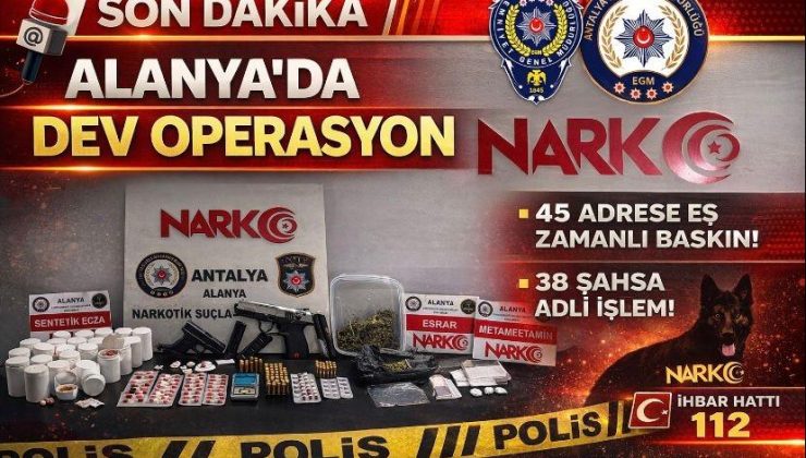 SON DAKİKA | ALANYA’DA EŞ ZAMANLI NARKOTİK OPERASYONU