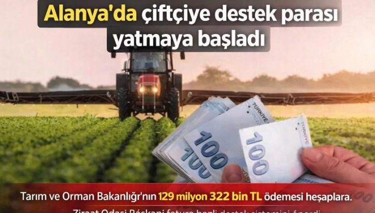 Alanya’da çiftçiye destek parası yatmaya başladı