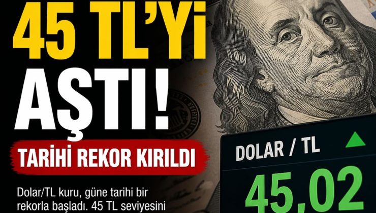 Türkiye ekonomisi 24 Nisan sabahına döviz piyasasından gelen rekor haberle uyandı. Dolar/TL kuru, 45 TL seviyesini aşarak tarihi zirvesini gördü.