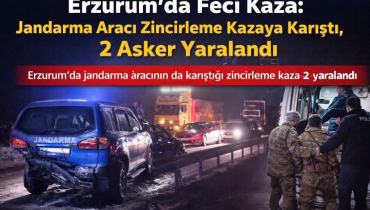 Erzurum’da Feci Kaza: Jandarma Aracı Zincirleme Kazaya Karıştı, 2 Asker Yaralandı