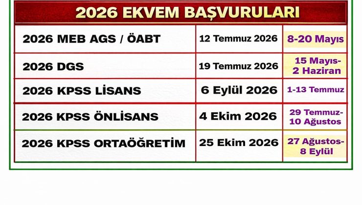 2026 yılında gerçekleştirilecek önemli sınavlara hazırlanan adaylar için başvuru ve sınav tarihleri yeniden hatırlatıldı.
