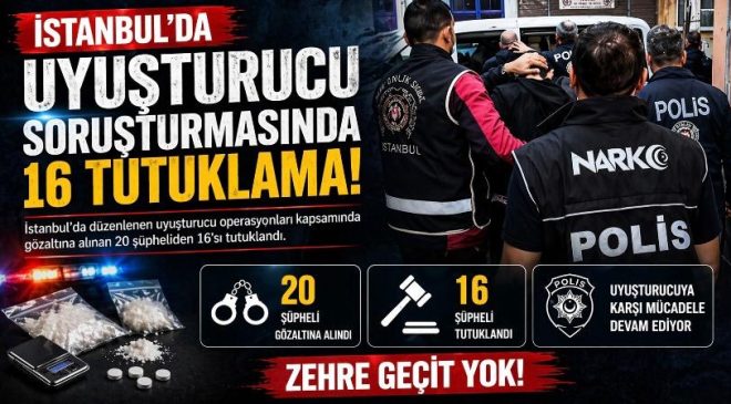 İstanbul’da uyuşturucu soruşturmasında 16 tutuklama!