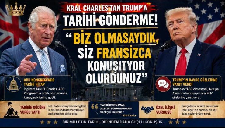Kral Charles’tan Trump’a Tarihi Gönderme: “Biz Olmasaydık Fransızca Konuşuyor Olurdunuz”
