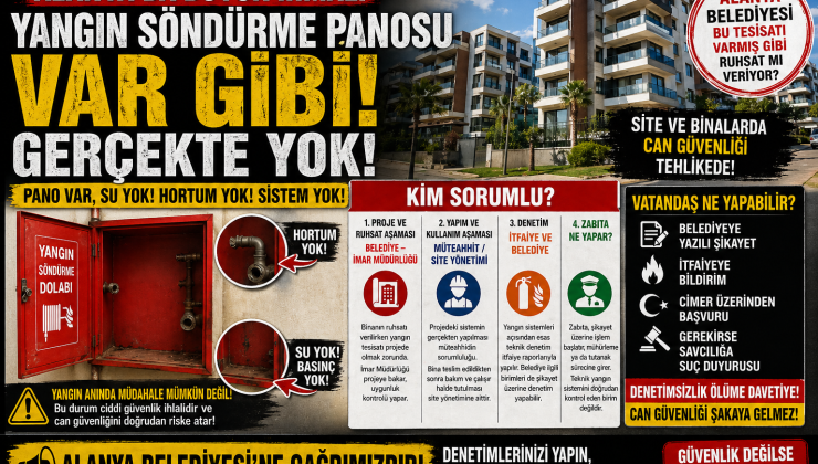 ALANYA’DA “VAR GİBİ” YANGIN GÜVENLİĞİ İDDİASI! SİTELERDE PANO VAR, SU YOK!