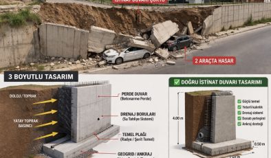 Aydın’da istinat duvarı çöktü, 2 araçta hasar oluştu