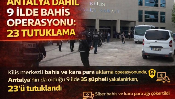 Antalya Dahil 9 İlde Bahis Operasyonu: 23 Tutuklama