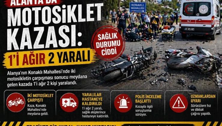 Alanya’da Motosiklet Kazası: 1’i Ağır 2 Yaralı