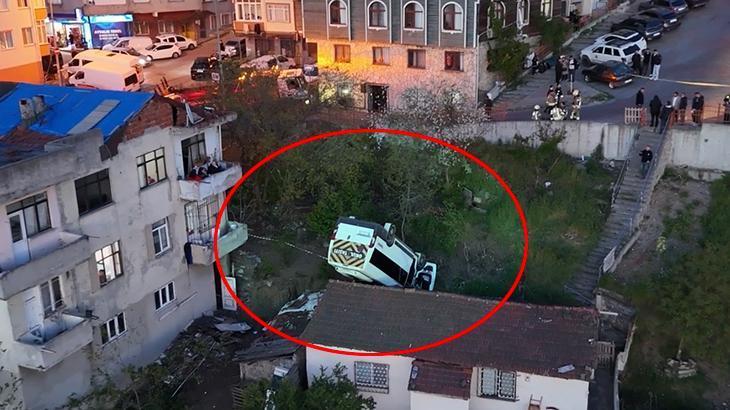 Kağıthane’de feci kaza! Evin çatısına düşen okul servisinin şoförü öldü