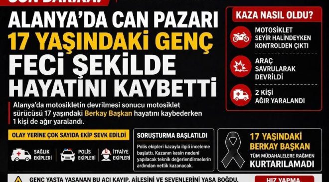 Alanya’da Feci Kaza: 17 Yaşındaki Berkay Başkan Hayatını Kaybetti