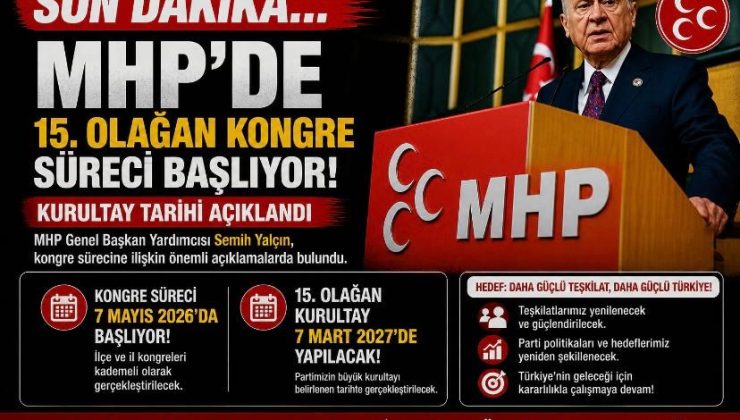 SON DAKİKA… MHP’de 15. Olağan Kongre Süreci Başlıyor! Kurultay Tarihi Açıklandı