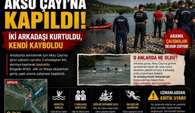 Aksu Çayı’na Kapıldı!  İki Arkadaşı Kurtuldu, Kendisi Kayboldu