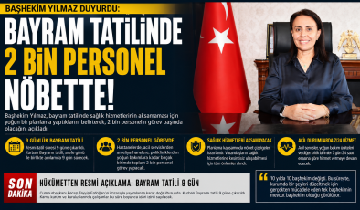 BAŞHEKİM YILMAZ: BAYRAM TATİLİNDE 2 BİN PERSONEL GÖREV BAŞINDA