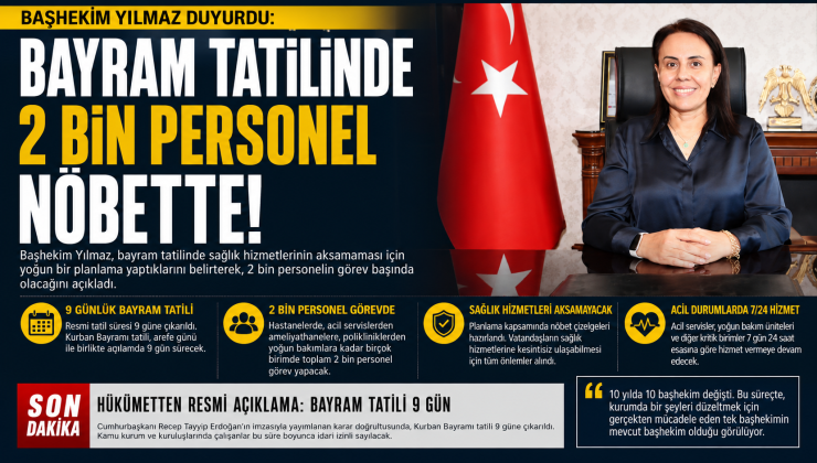 BAŞHEKİM YILMAZ: BAYRAM TATİLİNDE 2 BİN PERSONEL GÖREV BAŞINDA