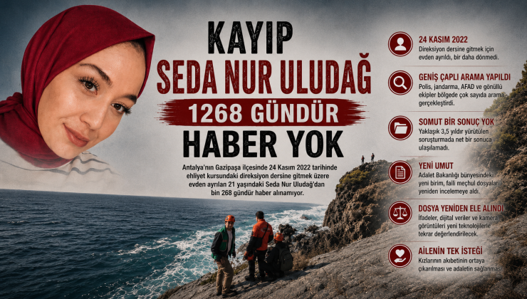 Gazipaşa’da Kayıp Seda Nur Uludağ Dosyasında Yeni Umut: 1268 Gündür Haber Yok