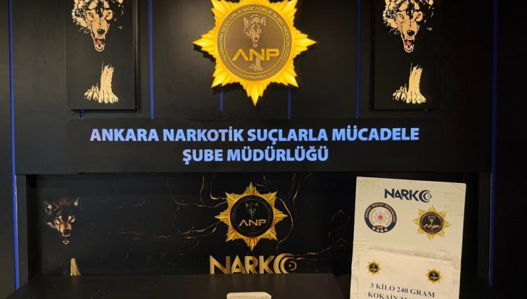 Ankara’da uyuşturucu operasyonunda 3 kilo 240 gram kokain ele geçirildi