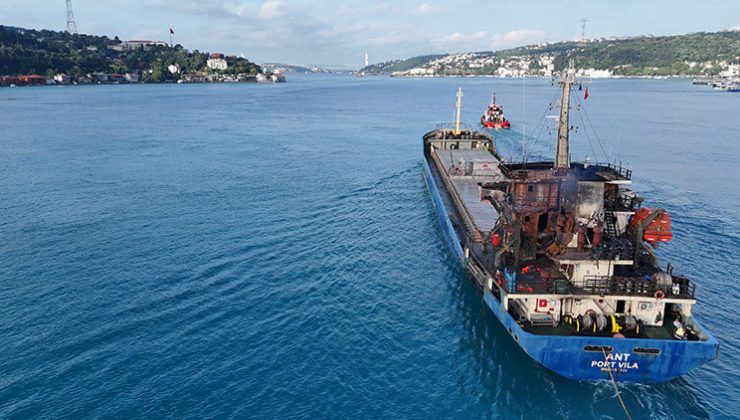 Dron saldırısına uğramıştı: Türk gemisi İstanbul Boğazı’ndan geçti