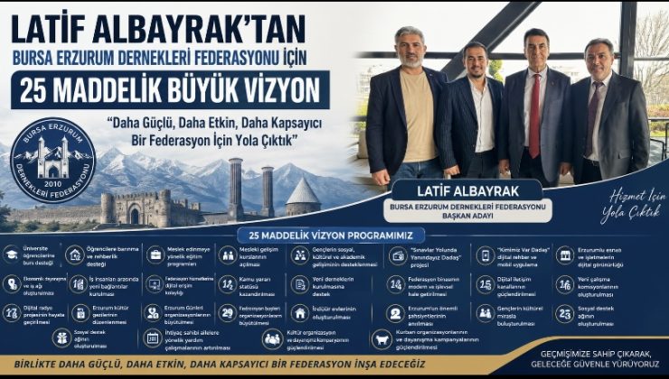 Latif Albayrak’tan Bursa Erzurum Dernekleri Federasyonu İçin 25 Maddelik Büyük Vizyon